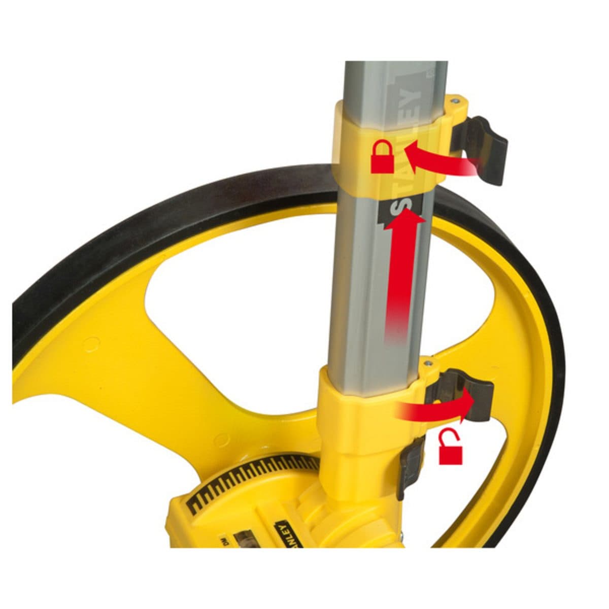 ล้อวัดระยะ สแตนเล่ย์ (STANLEY) รุ่น 77-174 เส้นผ่านศูนย์กลางล้อ 318 มม. (12 นิ้ว) ความละเอียด 1 dm (0,1m) ช่วง 10,000 m