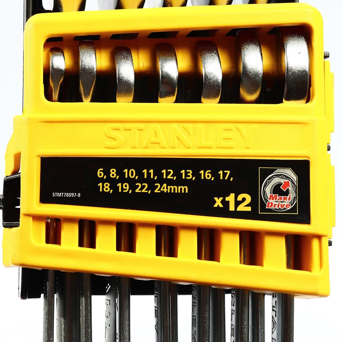 ชุดประแจแหวนข้างปากตาย 12 ชิ้น แบบแขวน สแตนเล่ย์ (STANLEY) รุ่น CWB ขนาด 6-24 มม. ในชุดประกอบไปด้วยเบอร์ 6,8,10,11,12,13,16,17,18,19,22,24 ม