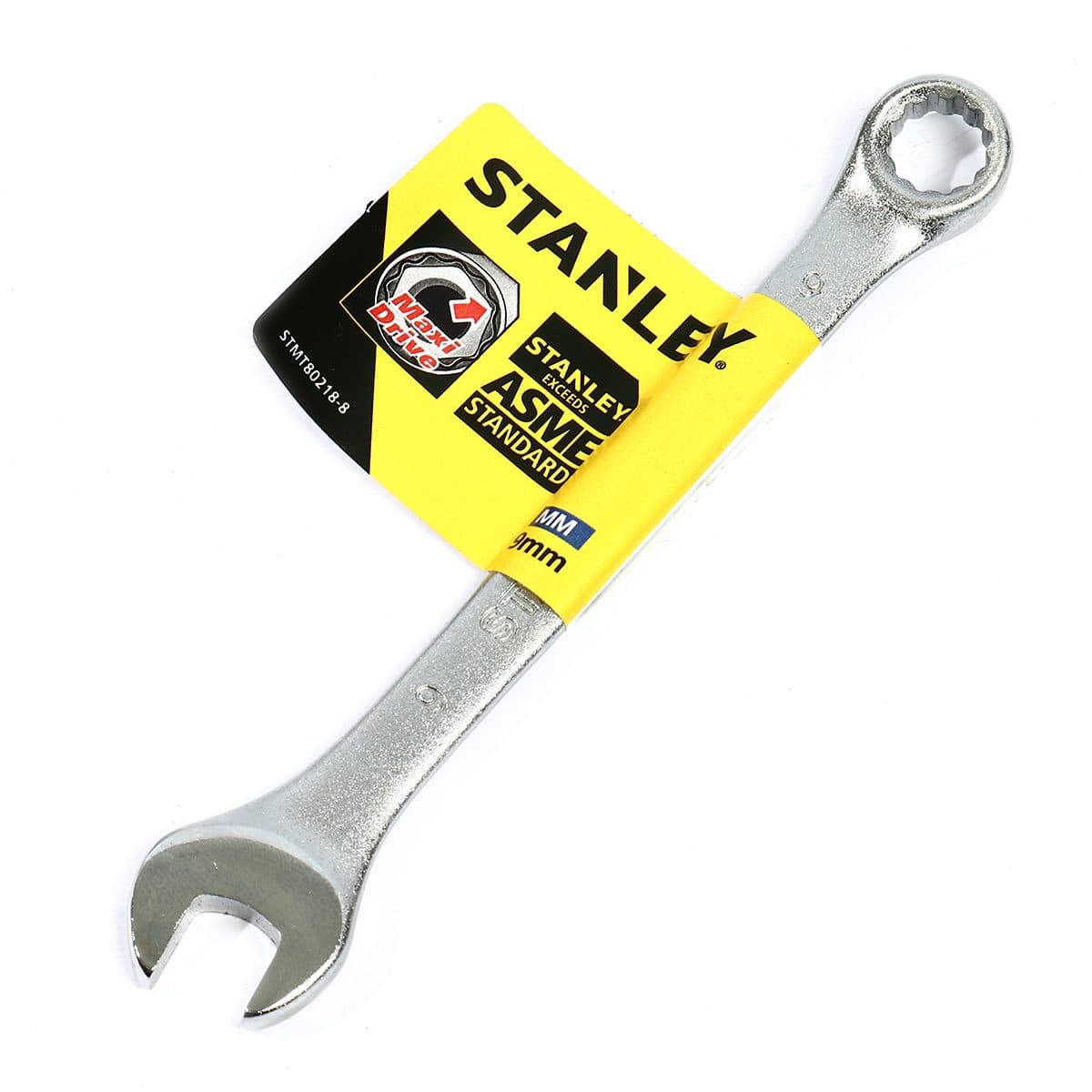 ประแจแหวนข้างปากตาย 80-218 สแตนเล่ย์ (STANLEY) รุ่น CWB ขนาด 9 มม. วัสดุทำจาก เหล็กกล้าคาร์บอน ผ่านการทดสอบตามมาตรฐาน ANSI, ISO &amp; DIN ผิ