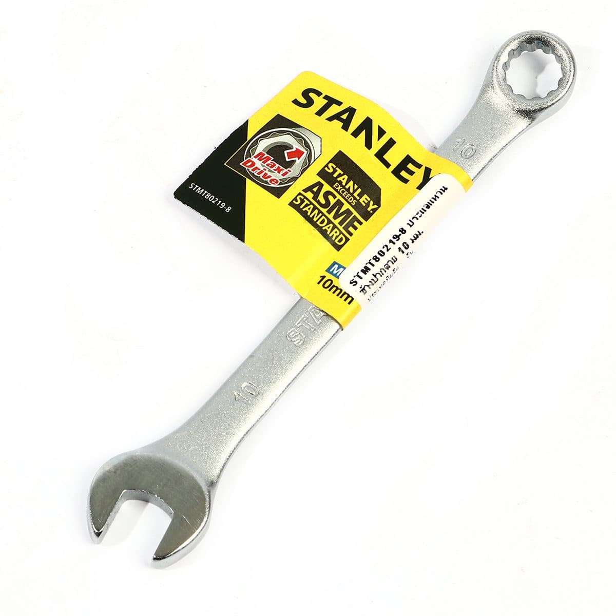 ประแจแหวนข้างปากตาย 80-219 สแตนเล่ย์ (STANLEY) รุ่น CWB ขนาด 10 มม. วัสดุทำจาก เหล็กกล้าคาร์บอน ผ่านการทดสอบตามมาตรฐาน ANSI, ISO &amp; DIN ผ