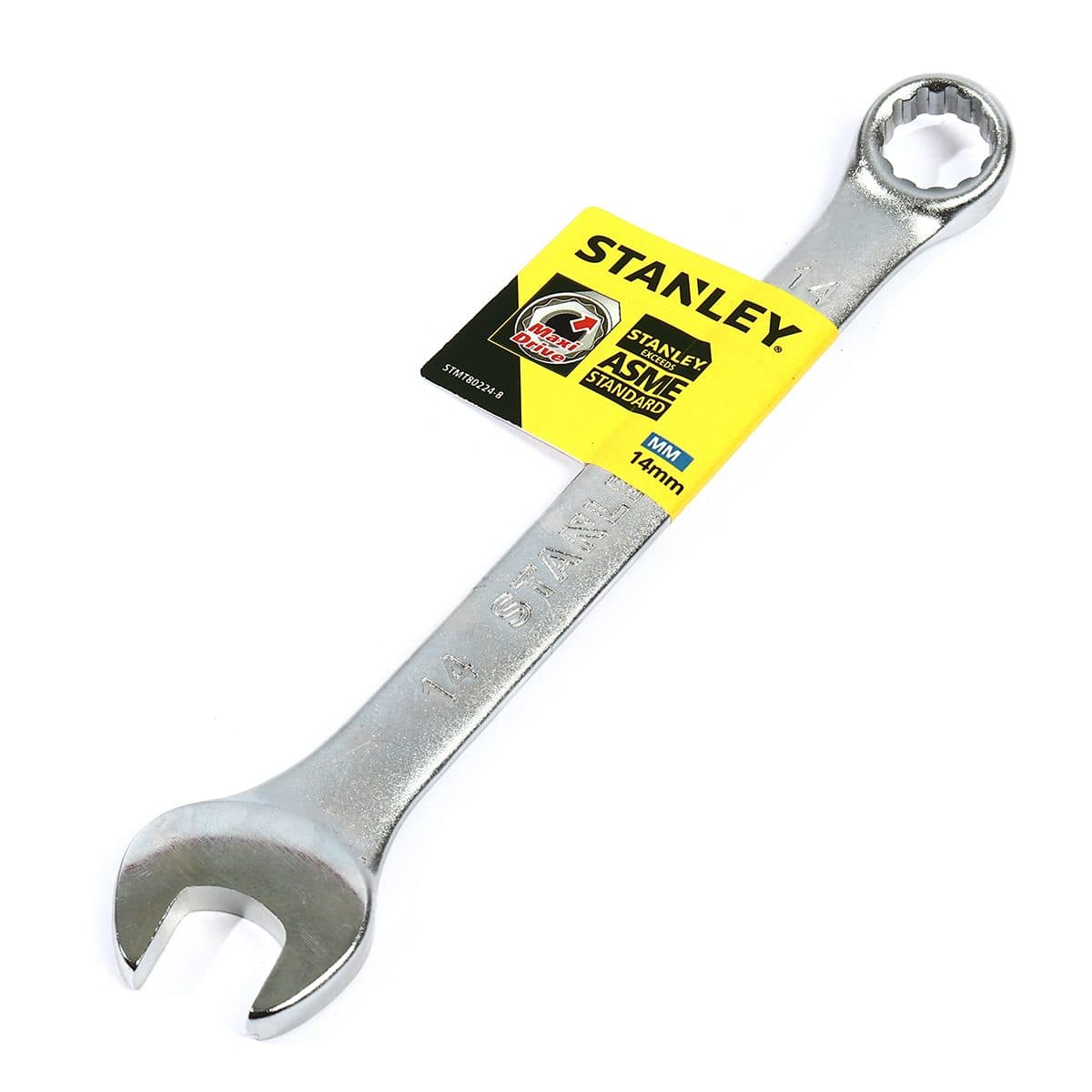 ประแจแหวนข้างปากตาย 80-224 สแตนเล่ย์ (STANLEY) รุ่น CWB ขนาด 14 มม. วัสดุทำจาก เหล็กกล้าคาร์บอน ผ่านการทดสอบตามมาตรฐาน ANSI, ISO &amp; DIN ผ