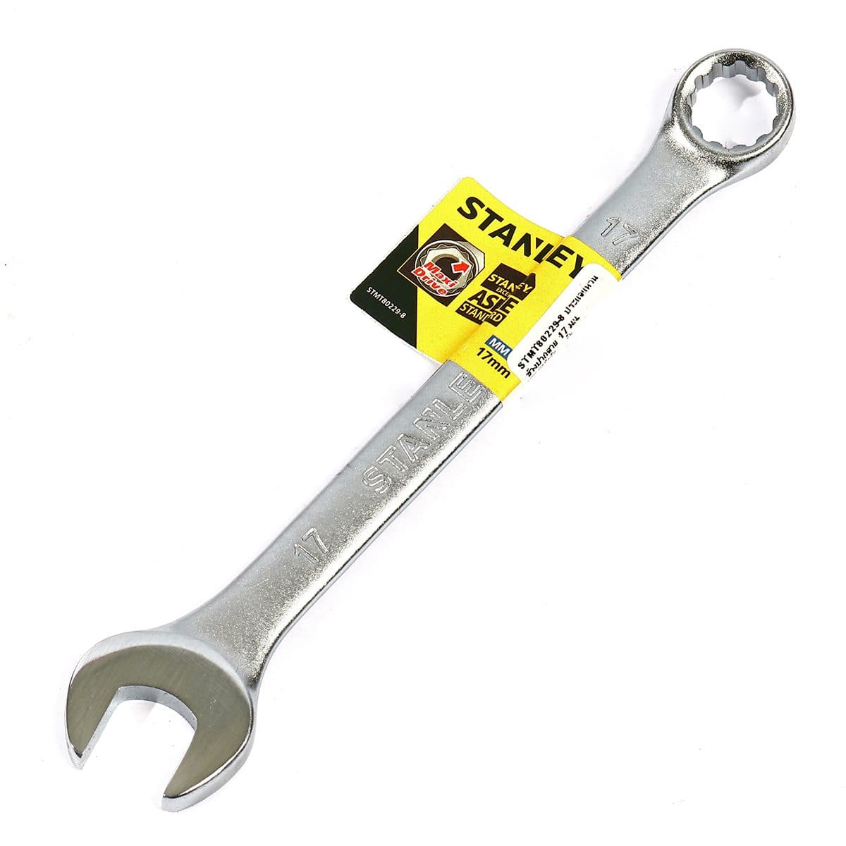 ประแจแหวนข้างปากตาย 80-229 สแตนเล่ย์ (STANLEY) รุ่น CWB ขนาด 17 มม. วัสดุทำจาก เหล็กกล้าคาร์บอน ผ่านการทดสอบตามมาตรฐาน ANSI, ISO &amp; DIN ผ