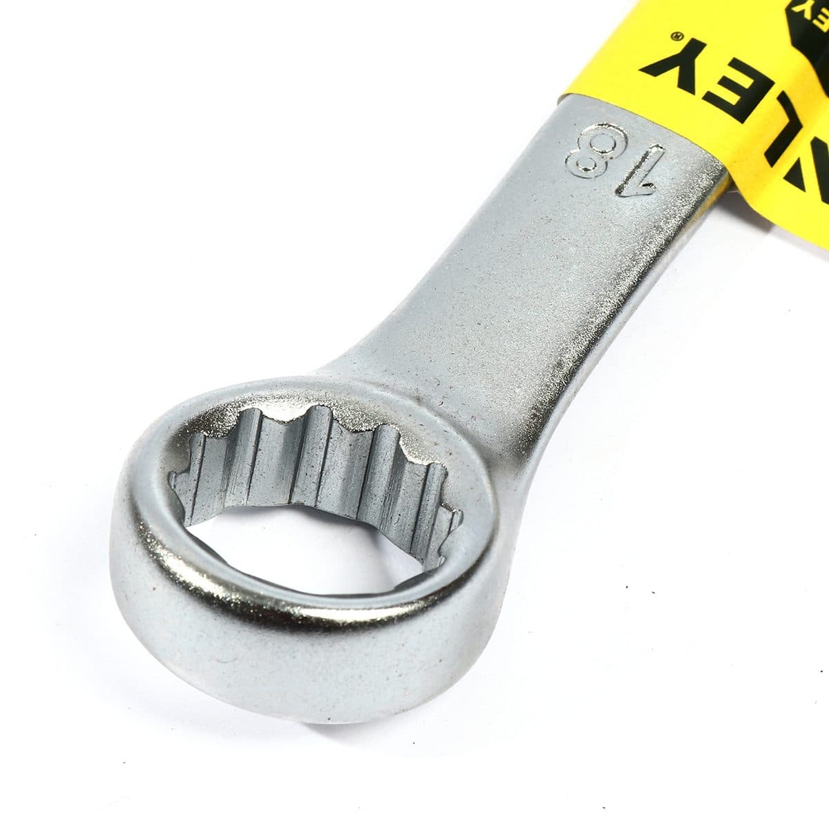 ประแจแหวนข้างปากตาย 80-231 สแตนเล่ย์ (STANLEY) รุ่น CWB ขนาด 18 มม. วัสดุทำจาก เหล็กกล้าคาร์บอน ผ่านการทดสอบตามมาตรฐาน ANSI, ISO &amp; DIN ผ