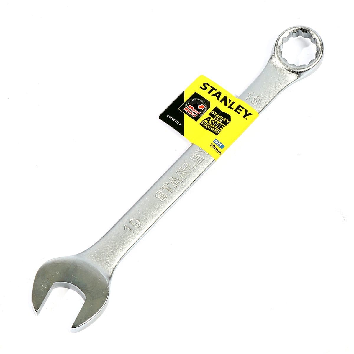 ประแจแหวนข้างปากตาย 80-233 สแตนเล่ย์ (STANLEY) รุ่น CWB ขนาด 19 มม. วัสดุทำจาก เหล็กกล้าคาร์บอน ผ่านการทดสอบตามมาตรฐาน ANSI, ISO &amp; DIN ผ