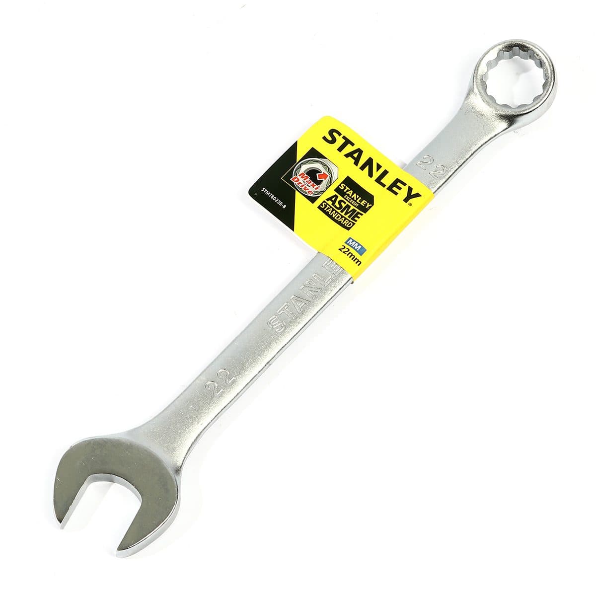 ประแจแหวนข้างปากตาย 80-236 สแตนเล่ย์ (STANLEY) รุ่น CWB ขนาด 22 มม. วัสดุทำจาก เหล็กกล้าคาร์บอน ผ่านการทดสอบตามมาตรฐาน ANSI, ISO &amp; DIN ผ