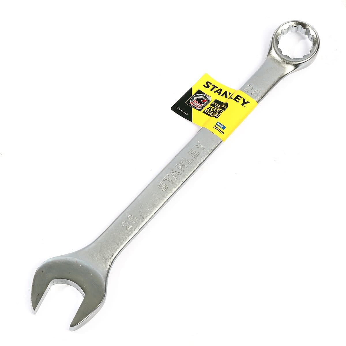 ประแจแหวนข้างปากตาย 80-243 สแตนเล่ย์ (STANLEY) รุ่น CWB ขนาด 28 มม. วัสดุทำจาก เหล็กกล้าคาร์บอน ผ่านการทดสอบตามมาตรฐาน ANSI, ISO &amp; DIN ผ