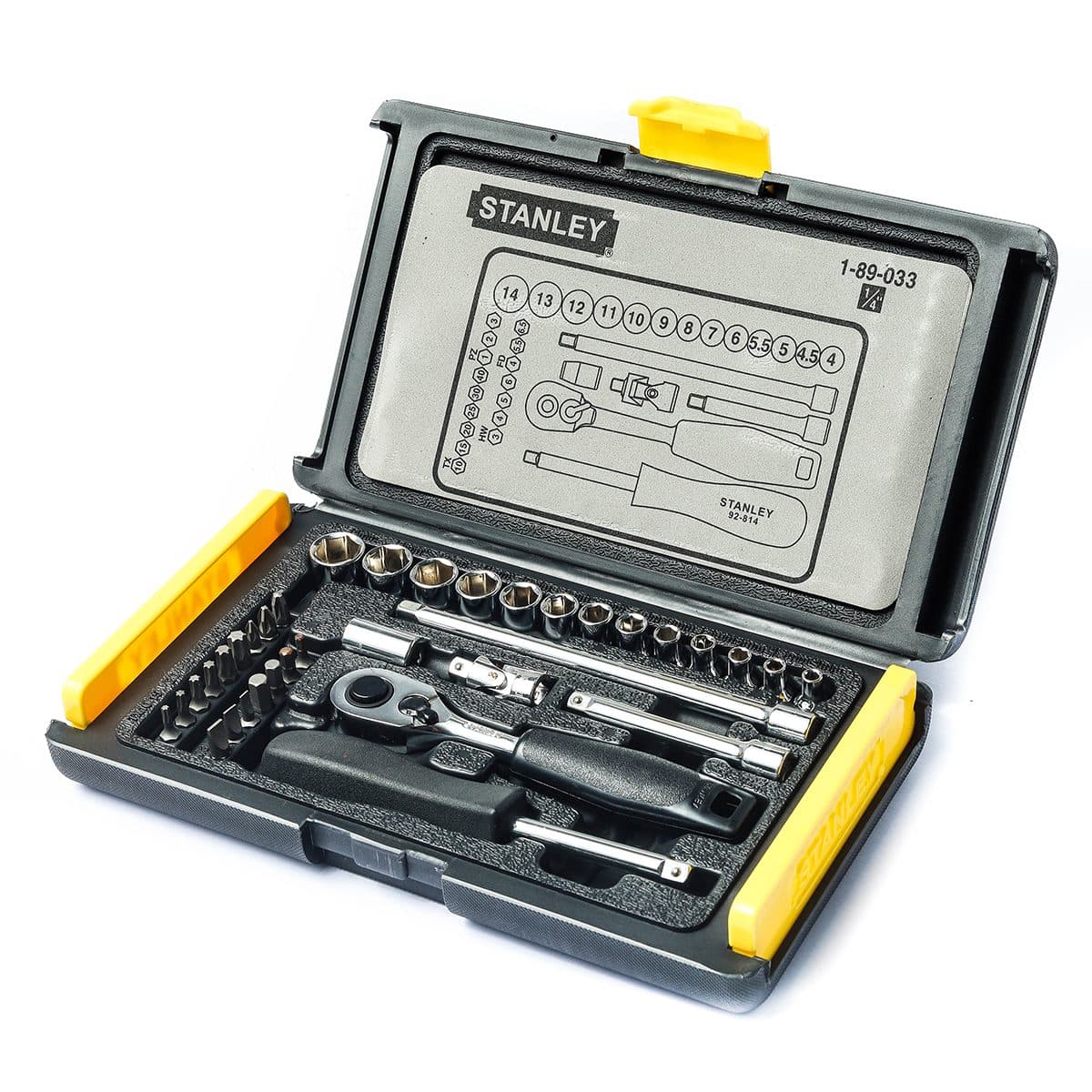STANLEY บ็อกชุด 1/4 นิ้ว จำนวน 35 ชิ้น รุ่น 89-033 ลูกบ็อกซ์ มาตรฐาน 6 เหลี่ยม (สแตนเล่ย์)