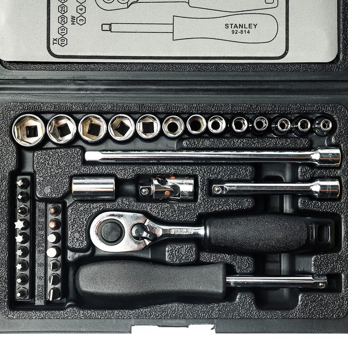 STANLEY บ็อกชุด 1/4 นิ้ว จำนวน 35 ชิ้น รุ่น 89-033 ลูกบ็อกซ์ มาตรฐาน 6 เหลี่ยม (สแตนเล่ย์)