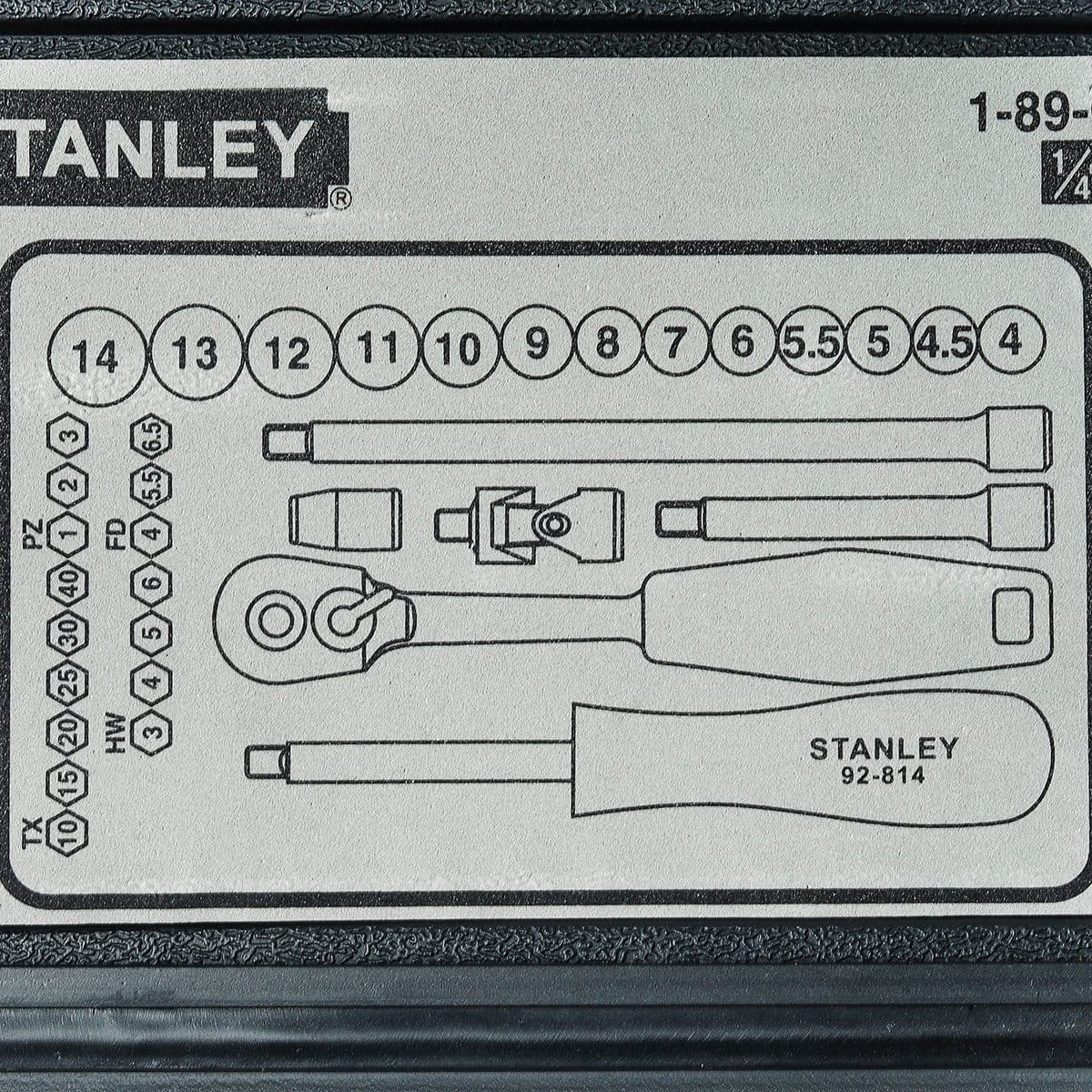 STANLEY บ็อกชุด 1/4 นิ้ว จำนวน 35 ชิ้น รุ่น 89-033 ลูกบ็อกซ์ มาตรฐาน 6 เหลี่ยม (สแตนเล่ย์)