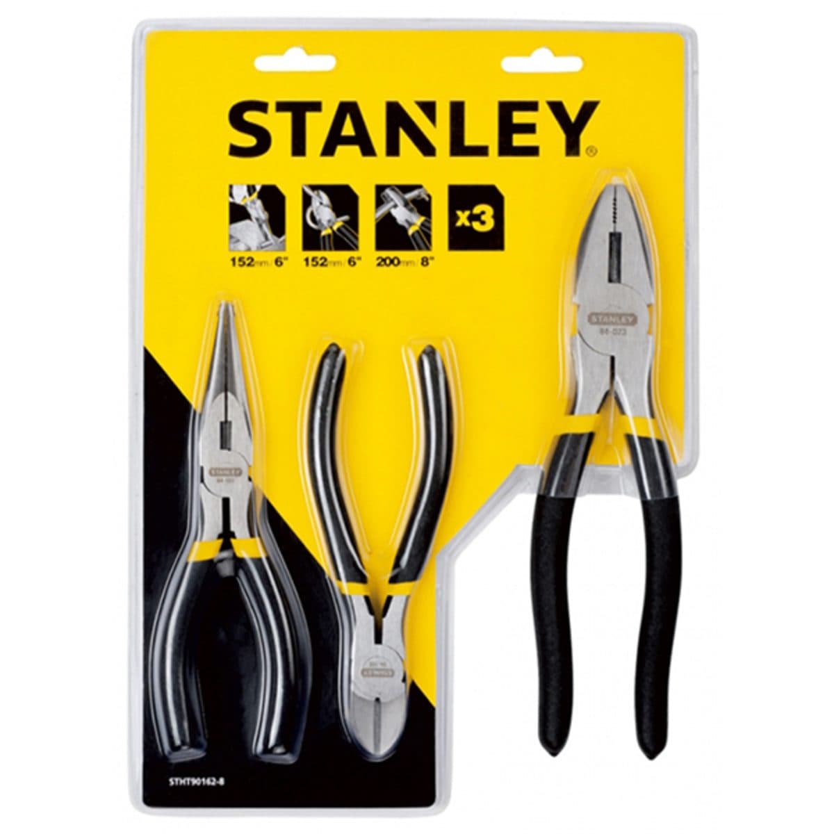 STANLEY ชุดคีม 3 ชิ้น (คีมปากตรง, ปากเฉียง, ปากแหลม) รุ่น STHT90162-8 (สแตนเล่ย์)