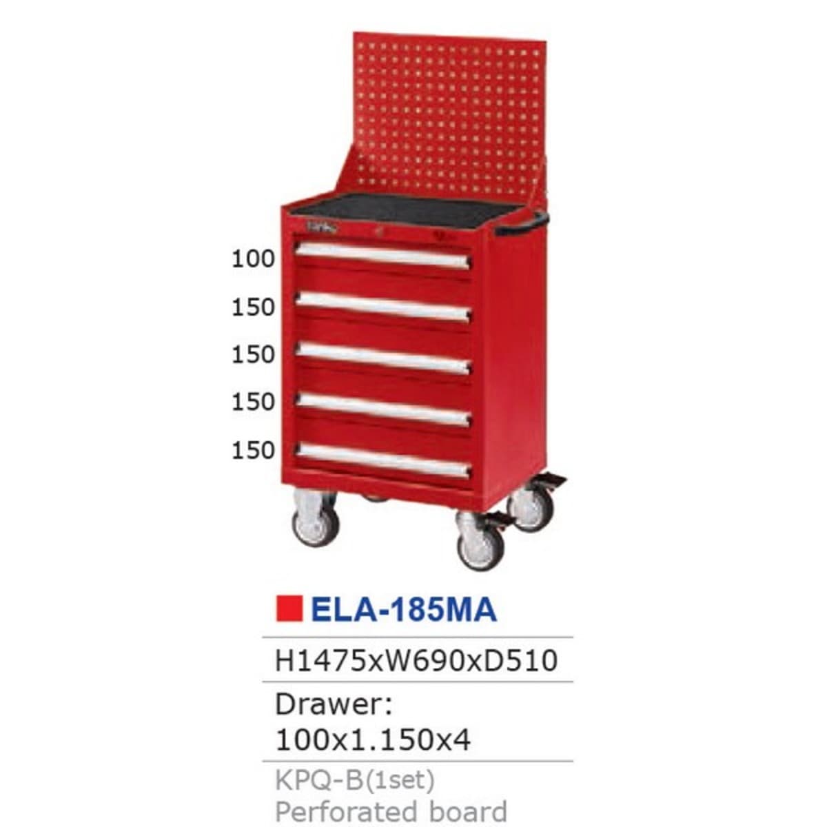 ELA-185MA รถเข็นเครื่องมือ 5 ชั้น + แผง