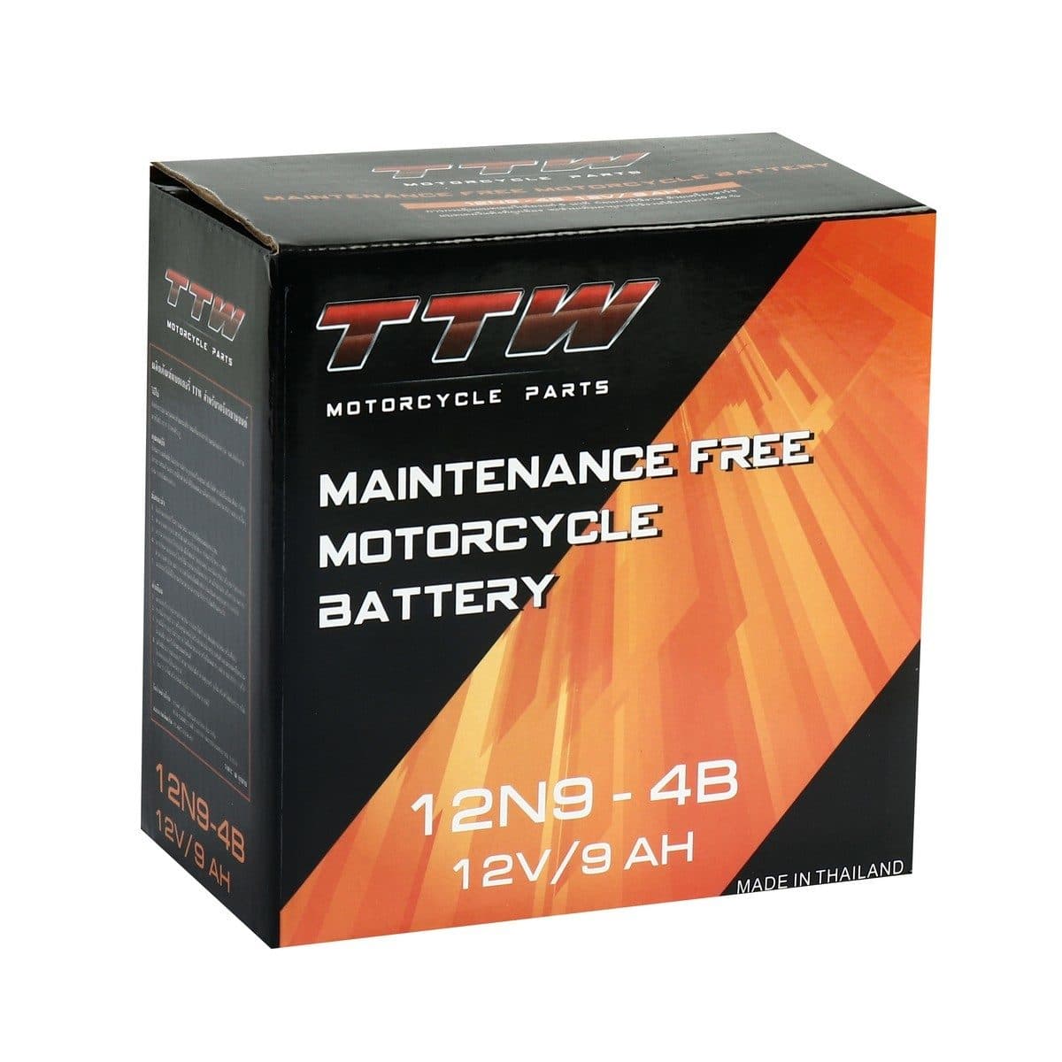 TTW (ทีทีดับบลิว) แบตเตอรี่รถจักรยานยนต์แบบแห้ง รุ่น 12N9-4B กำลังไฟ 12V 9 Ah แบตเตอรี่แบบแห้งใส่รถรุ่นสตาร์ทมือ