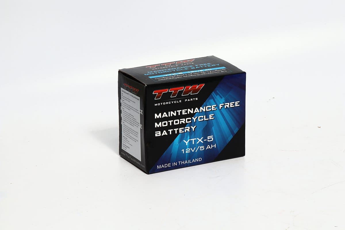แบตเตอรี่รถจักรยานยนต์แบบแห้ง TTW รุ่น YTX-5 กำลังไฟ 12 โวลต์ 5 แอมป์ แบตเตอรี่แบบแห้งใส่รถรุ่นสตาร์ทมือ ทนทาน ใช้งานได้ยาวนาน