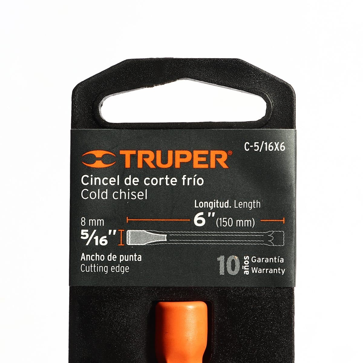 เหล็กสกัดปากแบน ทรูเปอร์ (TRUPER) รุ่น 12103 ขนาด 5/16 นิ้ว ยาว 6 นิ้ว เส้นผ่านศูนย์กลางหัว 10 มม. เหมาะสำหรับตัดเย็น, ขูด, บิ่น, เซาะร่องหร