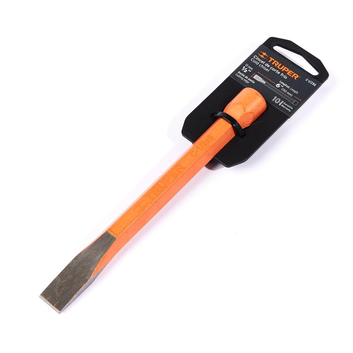 เหล็กสกัดปากแบน ทรูเปอร์ (TRUPER) รุ่น 12115 ขนาด 1/2 นิ้ว ยาว 6 นิ้ว เส้นผ่านศูนย์กลางหัว 16 มม. เหมาะสำหรับตัดเย็น, ขูด, บิ่น, เซาะร่องหรื