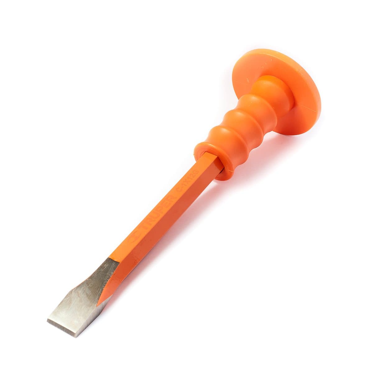 เหล็กสกัดปากแบน หุ้มยาง ทรูเปอร์ (TRUPER) รุ่น 12181 ลิ่ม 1 นิ้ว 12 นิ้ว เหมาะสำหรับตัดเย็น, ขูด, บิ่น, เซาะร่องหรือวัสดุหยาบ เช่น หิน, อิฐ,