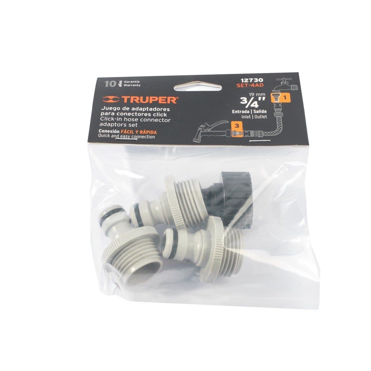 TRUPER ชุดข้อต่อ 4 ชิ้น ขนาด 3/4 นิ้ว รุ่น 12730 (SET-4AD) (ทรูเปอร์)