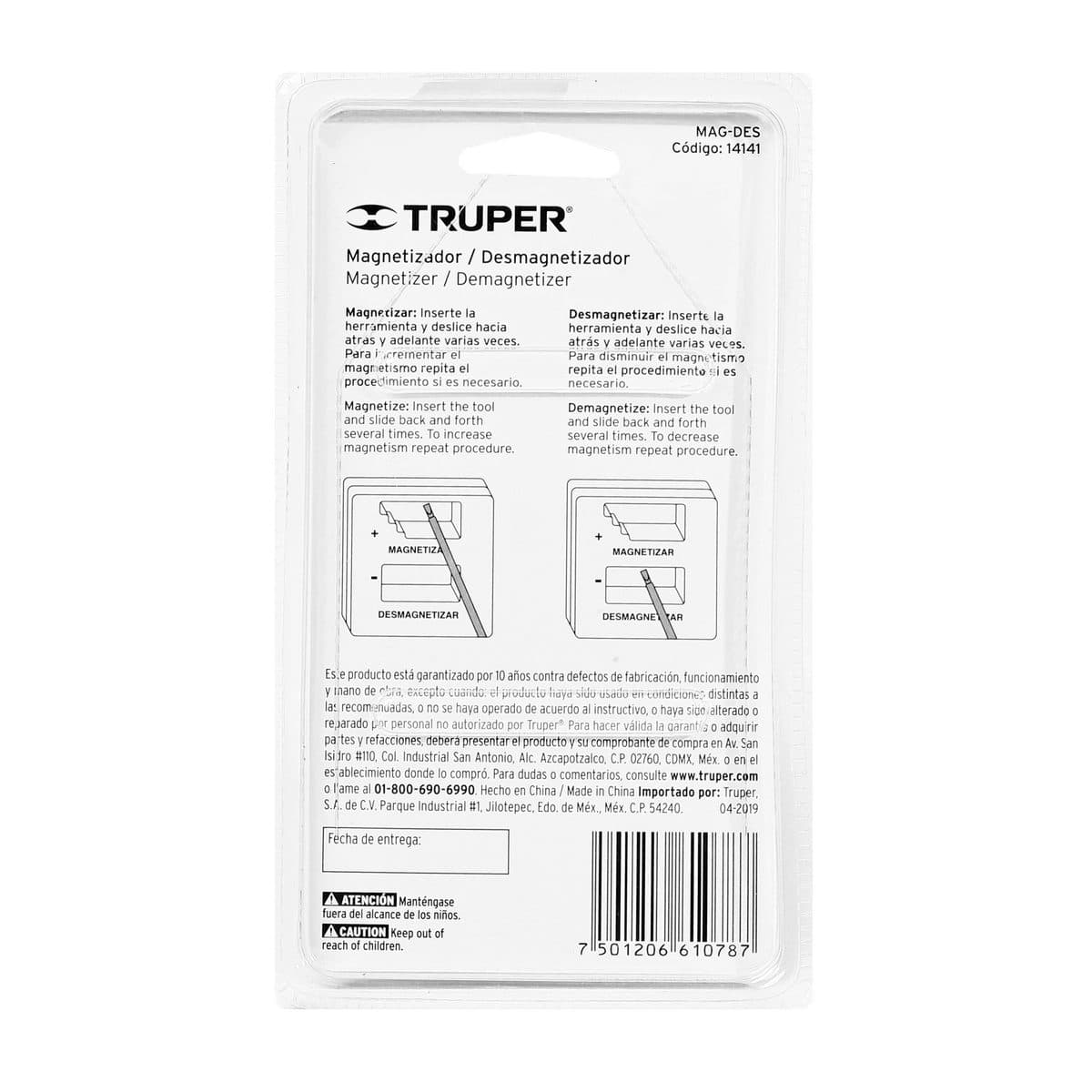 ตัวถอดและอัดแม่เหล็กสำหรับไขควง ทรูเปอร์ (TRUPER) รุ่น 14141 ฝาครอบทำจากโพรพิลีน ความยาว 51 มม. ความสูง 50 มม. ความกว้าง 28.5 มม.