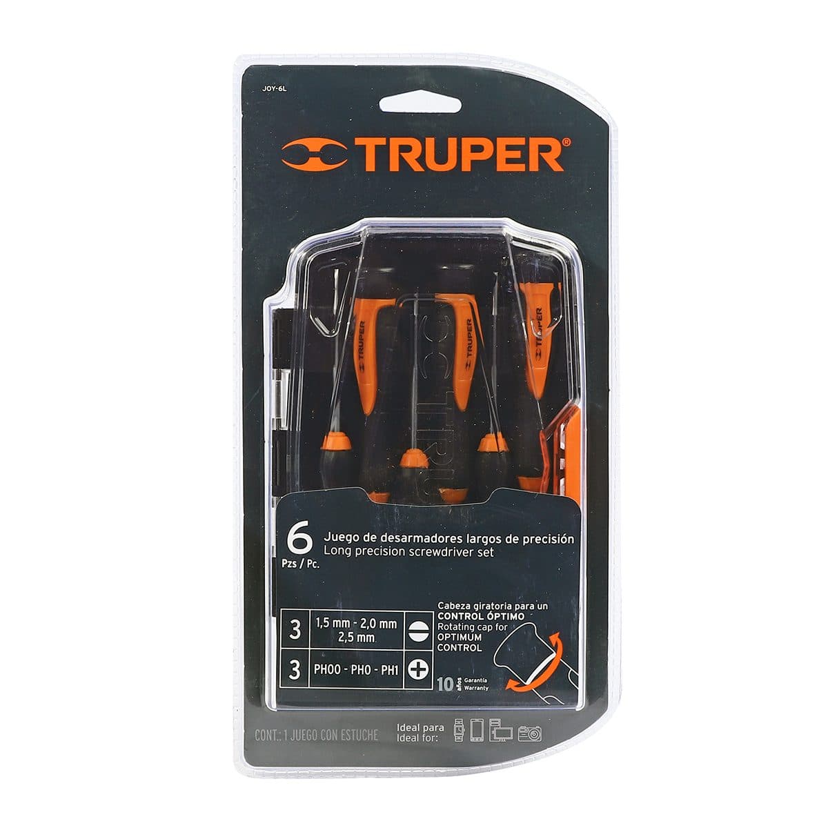 ชุดไขควงซ่อมยาวอเนกประสงค์ 6 ชิ้น ทรูเปอร์ (TRUPER) รุ่น 14156 ทำจากเหล็กวานาเดียม Chrome เหมาะสำหรับงานอิเล็กทรอนิกส์และความแม่นยำ