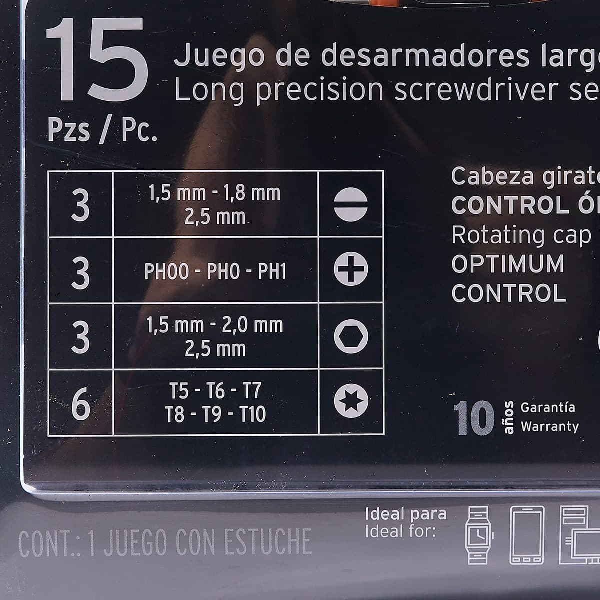 ชุดไขควงซ่อมยาวอเนกประสงค์ 15 ชิ้น ทรูเปอร์ (TRUPER) รุ่น 14157 ทำจากเหล็กวานาเดียม Chrome เหมาะสำหรับงานอิเล็กทรอนิกส์และความแม่นยำ