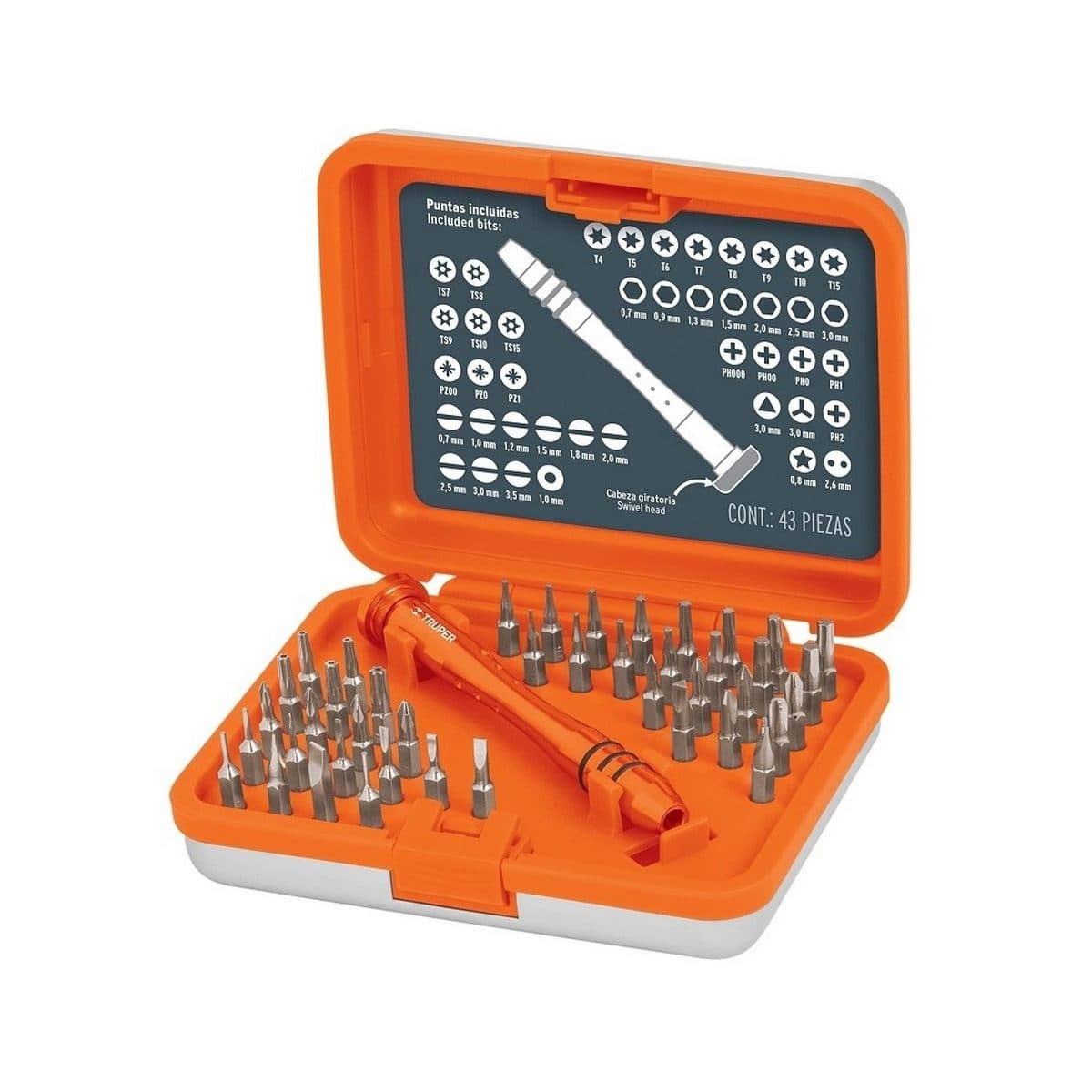 ไขควงงานละเอียด ดอกไขควง 42 หัว ทรูเปอร์ (TRUPER) รุ่น 14163 หลอมเหล็ก Cr-V หัวหมุนทนทานต่อการสึกหรอมากกว่าเหล็กกล้าคาร์บอน