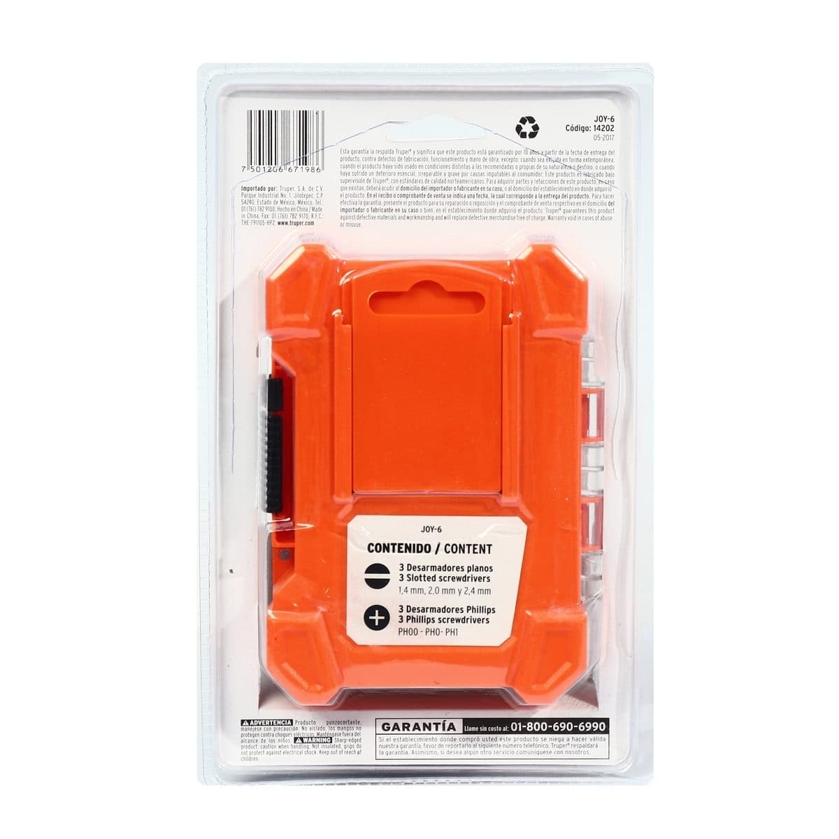 ไขควงงานละเอียด ดอกไขควง 6 หัว ทรูเปอร์ (TRUPER) รุ่น 14202 แท่งทำจากเหล็กวานาเดียมโครเมี่ยม เหมาะสำหรับงานอิเล็กทรอนิกส์และความแม่นยำ