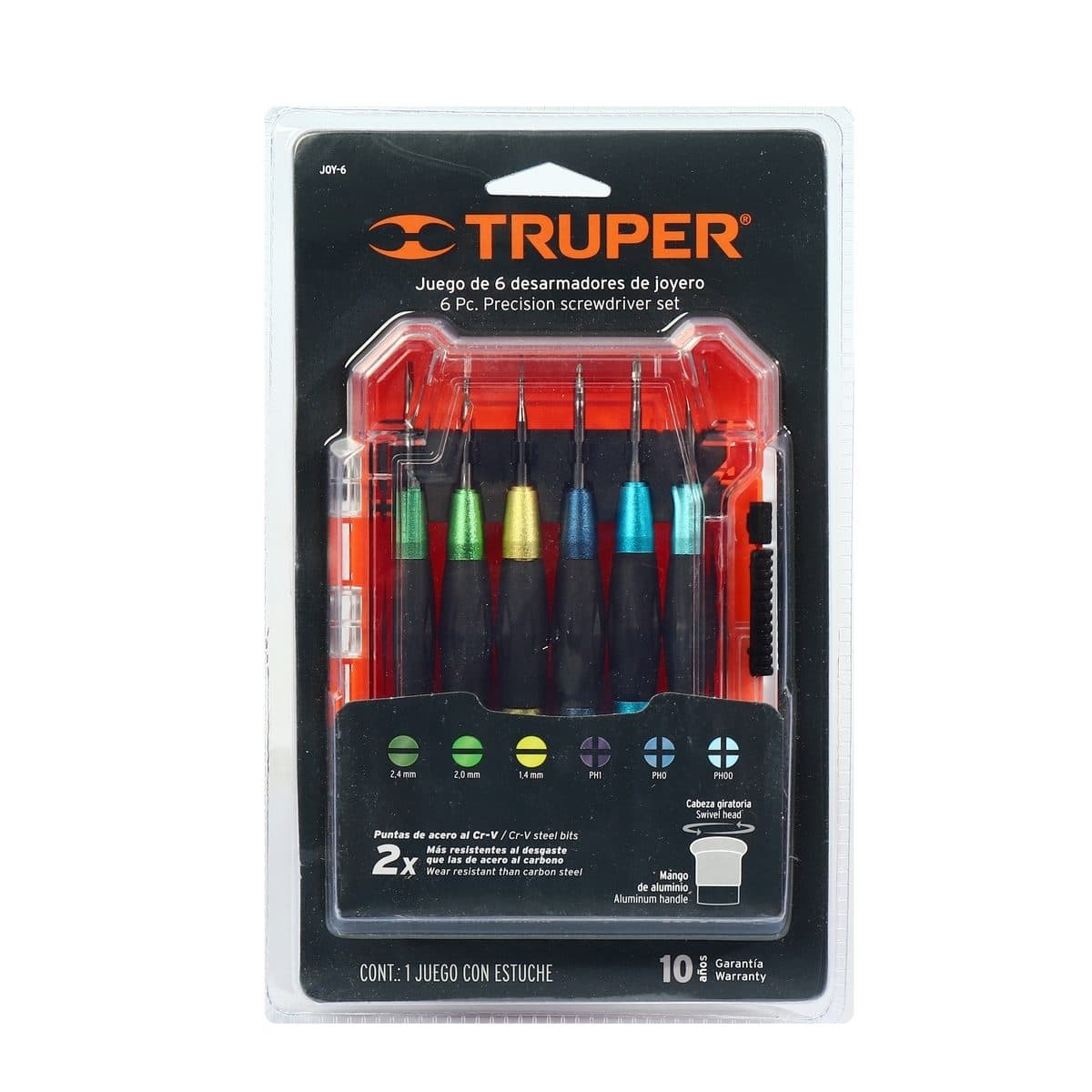 ไขควงงานละเอียด ดอกไขควง 6 หัว ทรูเปอร์ (TRUPER) รุ่น 14202 แท่งทำจากเหล็กวานาเดียมโครเมี่ยม เหมาะสำหรับงานอิเล็กทรอนิกส์และความแม่นยำ