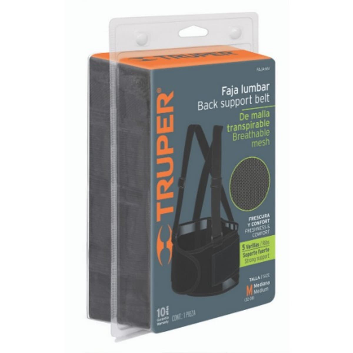TRUPER เข็มขัดพยุงหลัง ไซส์ M (32-38 นิ้ว) รุ่น 14216 สายยางยืดปรับระดับได้ ช่วยป้องกันการบาดเจ็บระหว่างทำงาน (ทรูเปอร์)