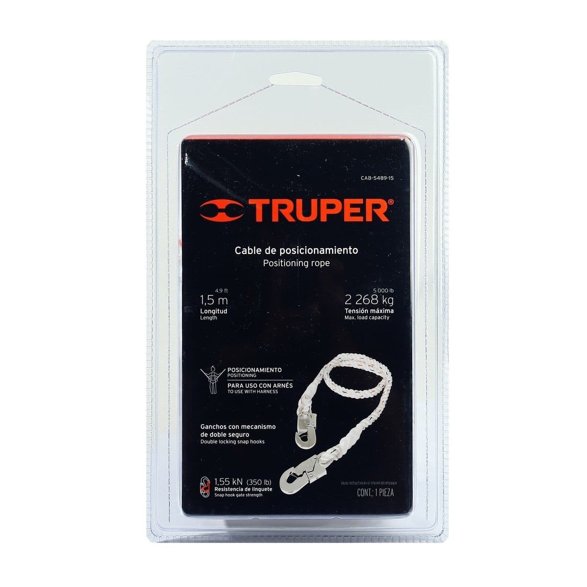 TRUPER เชือกนิรภัยสีขาว 5 ฟุต 1 ตะขอ (14435) รุ่น CAB-5489-15 รับน้ำหนักได้ 140 กก. แรงดึงสูงสุด 5,000 ปอนด์ (ทรูเปอร์)