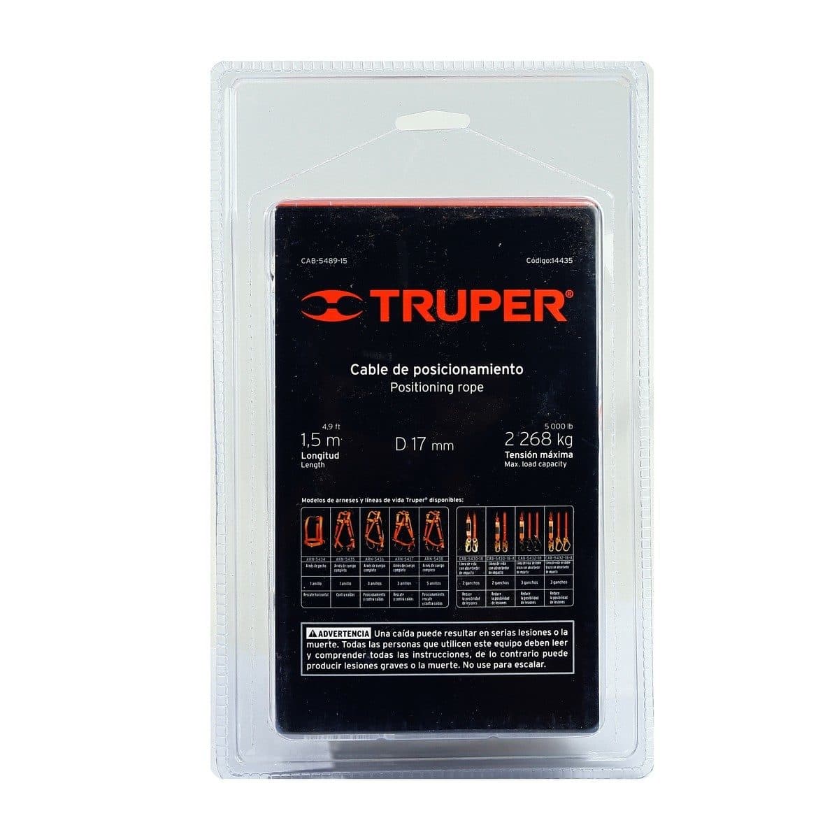 TRUPER เชือกนิรภัยสีขาว 5 ฟุต 1 ตะขอ (14435) รุ่น CAB-5489-15 รับน้ำหนักได้ 140 กก. แรงดึงสูงสุด 5,000 ปอนด์ (ทรูเปอร์)