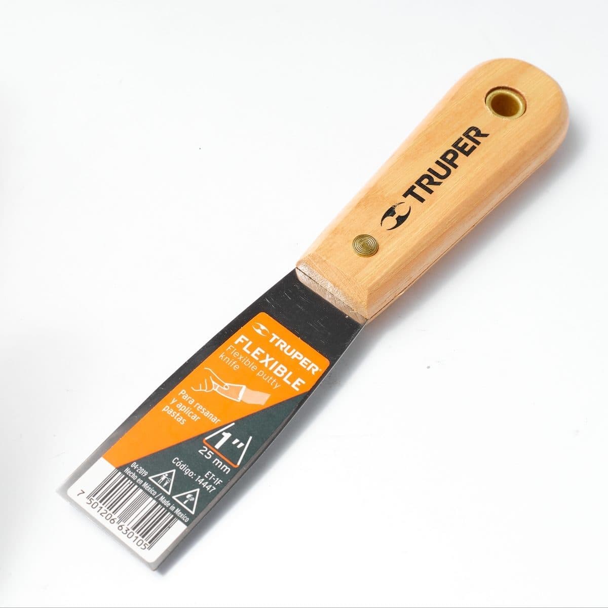 เกียงเหล็กโป้วสี ด้ามไม้ ขนาด 1 นิ้ว ทรูเปอร์ (TRUPER) รุ่น 14447 กว้าง 1 นิ้ว (25 มม.) ยาว 190 มม."