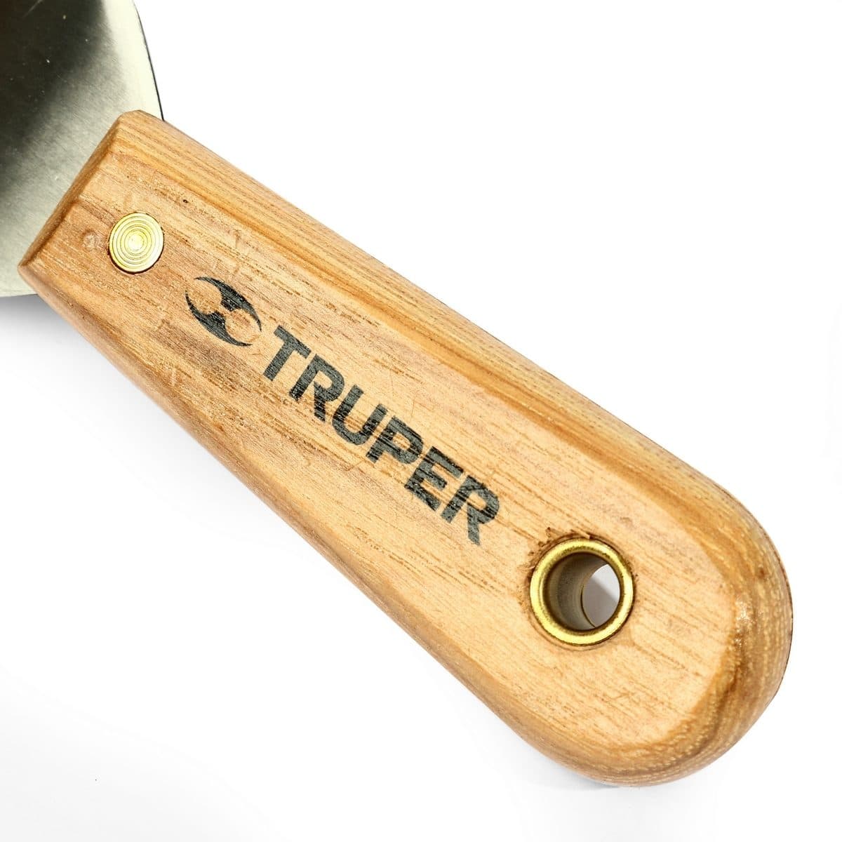 เกียงเหล็กโป้วสี ด้ามไม้ ขนาด 4 นิ้ว ทรูเปอร์ (TRUPER) รุ่น 14450 ใบมีดทำจากเหล็ก ขาอะลูมิเนียมขัดเงา