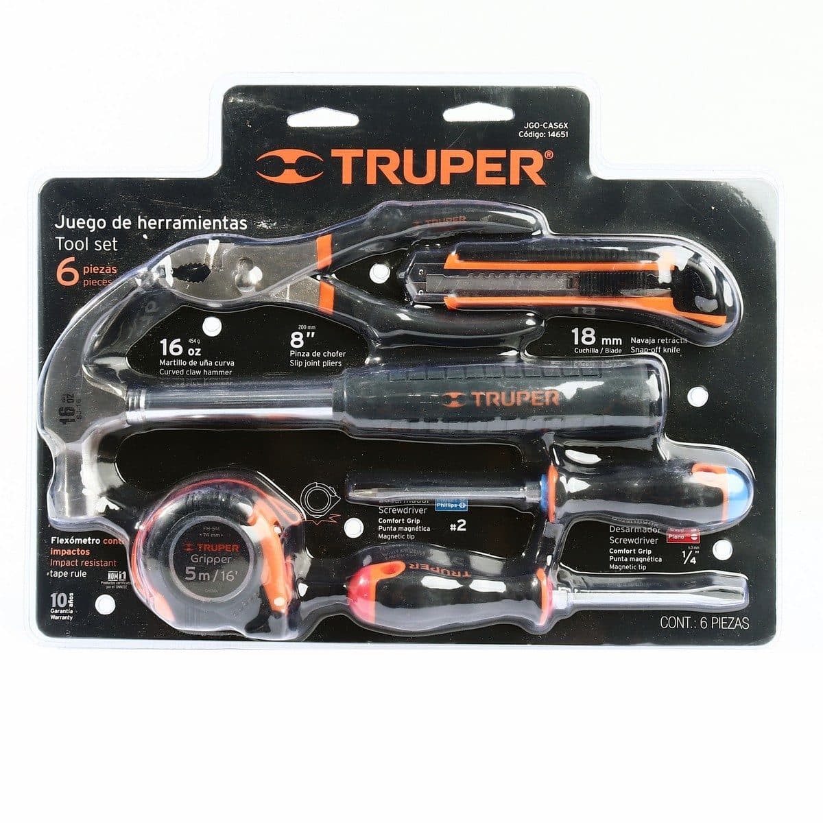 TRUPER ชุดเครื่องมือช่าง 6 ชิ้น รุ่น 14651 ผลิตจากวัสดุคุณภาพดี เหมาะกับงานซ่อมแซม หรือติดตั้งอุปกรณ์ทั่วไป (ทรูเปอร์)