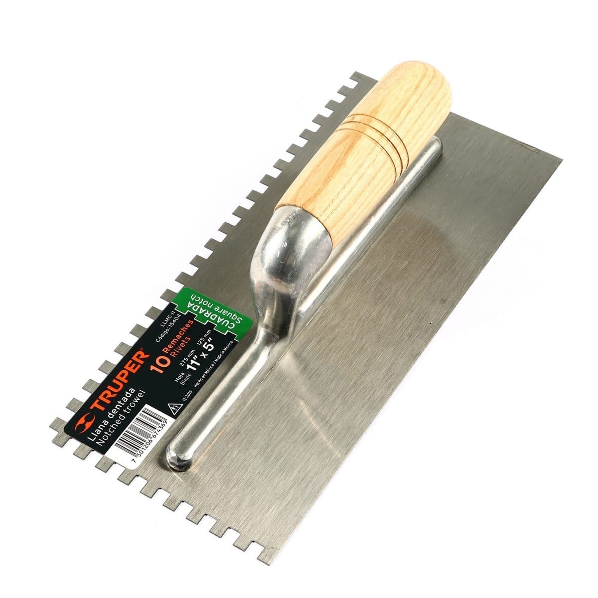 เกียงเหล็กฉาบปูน ร่องเหลี่ยม ทรูเปอร์ (TRUPER) รุ่น 15404 ขนาด 11 นิ้ว x 5 นิ้ว ใบมีดทำจากเหล็ก ขอบฟันสี่เหลี่ยม