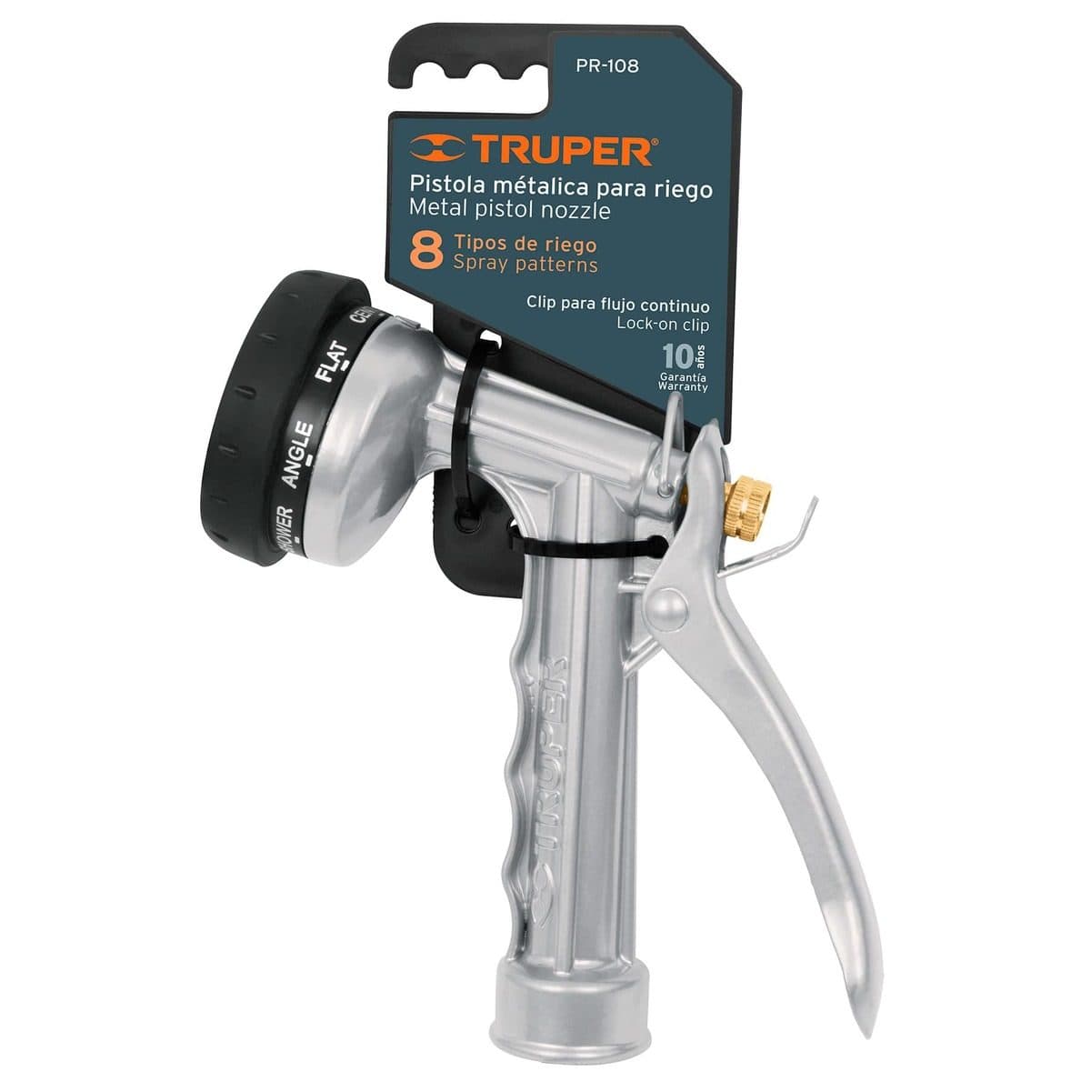 TRUPER ปืนฉีดน้ำเหล็ก รุ่น PR-108 ปรับการฉีดได้ 8 แบบ ทำจากโลหะเคลือบสองชั้น สำหรับการทำสวน (ทรูเปอร์)