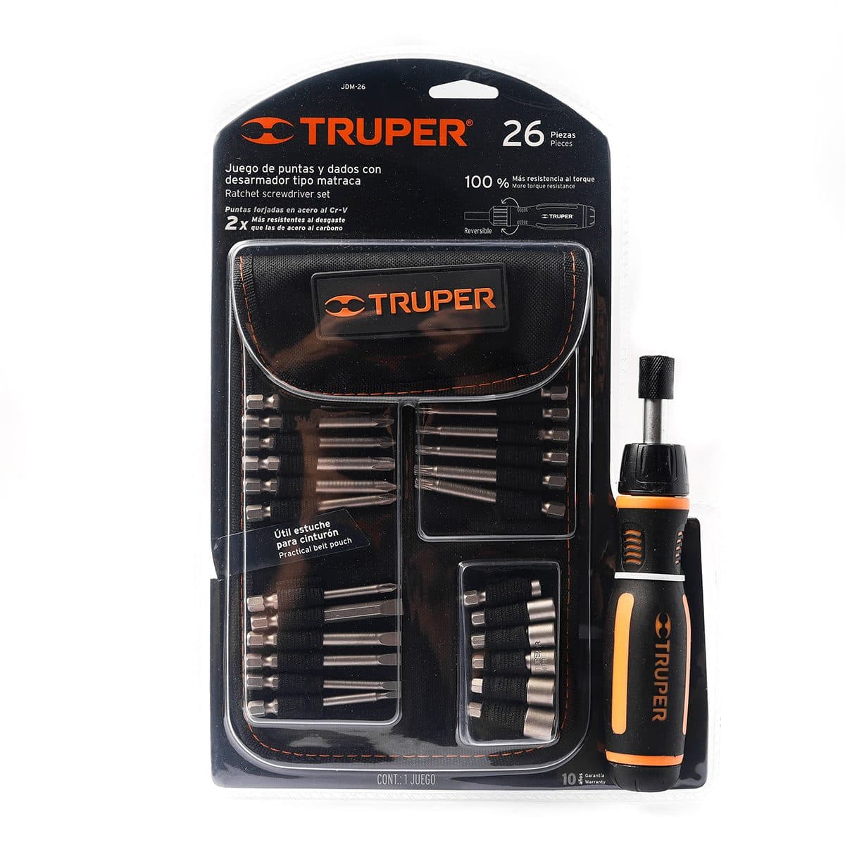 ชุดไขควง 1/4 นิ้ว ด้ามฟรี ดอกไขควง 24 หัว ทรูเปอร์ (TRUPER) รุ่น 18219 เป็นเหล็กกล้าวานาเดียมโครเมี่ยม และเปลี่ยนหัวได้ตามการใช้งาน ความต้าน