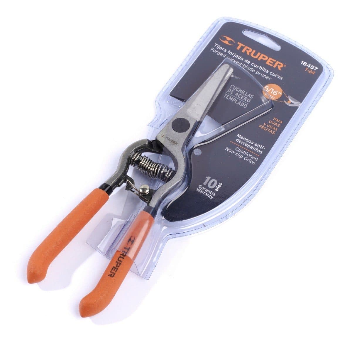 TRUPER กรรไกรตัดกิ่งผลไม้ปากโค้ง 8 นิ้ว รุ่น 18457 ใบมีดตรงโค้งเล็กน้อย สำหรับการตัดแต่งกิ่งที่ละอียด และหยาบ (ทรูเปอร์)