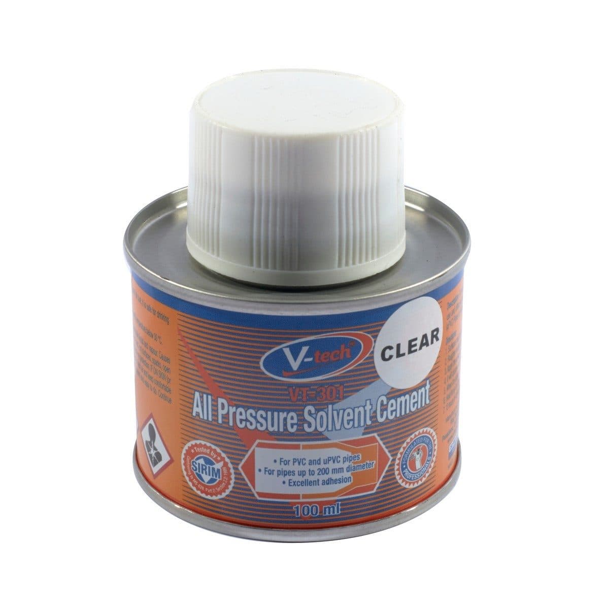 V-TECH กาวทาท่อทนแรงดัน ขนาด 100 กรัม รุ่น VT-301100 สีใส แรงยึดสูง สำหรับอุปกรณ์ PVC และ uPVC และงานเชื่อมประสานท่อ (วีเทค)