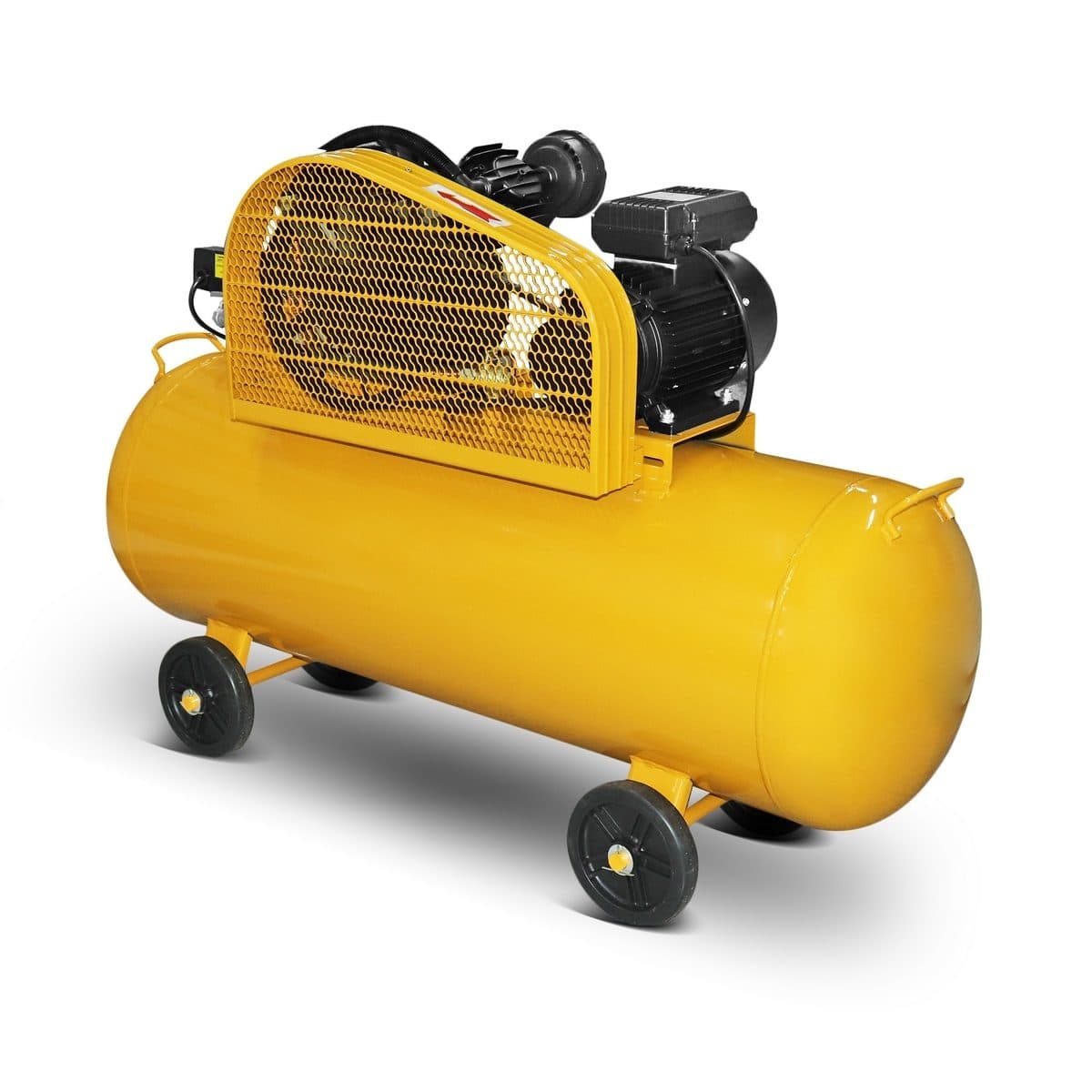 VALU ปั๊มลมสายพาน 2 หัว มอเตอร์ 3 แรงม้า (2200 วัตต์) ถัง 150 ลิตร รุ่น 2065-150N ไฟ 1 เฟส ความเร็วรอบ 2,850 รอบ/นาที แรงดันลม 8 บาร์ ปริมาณ