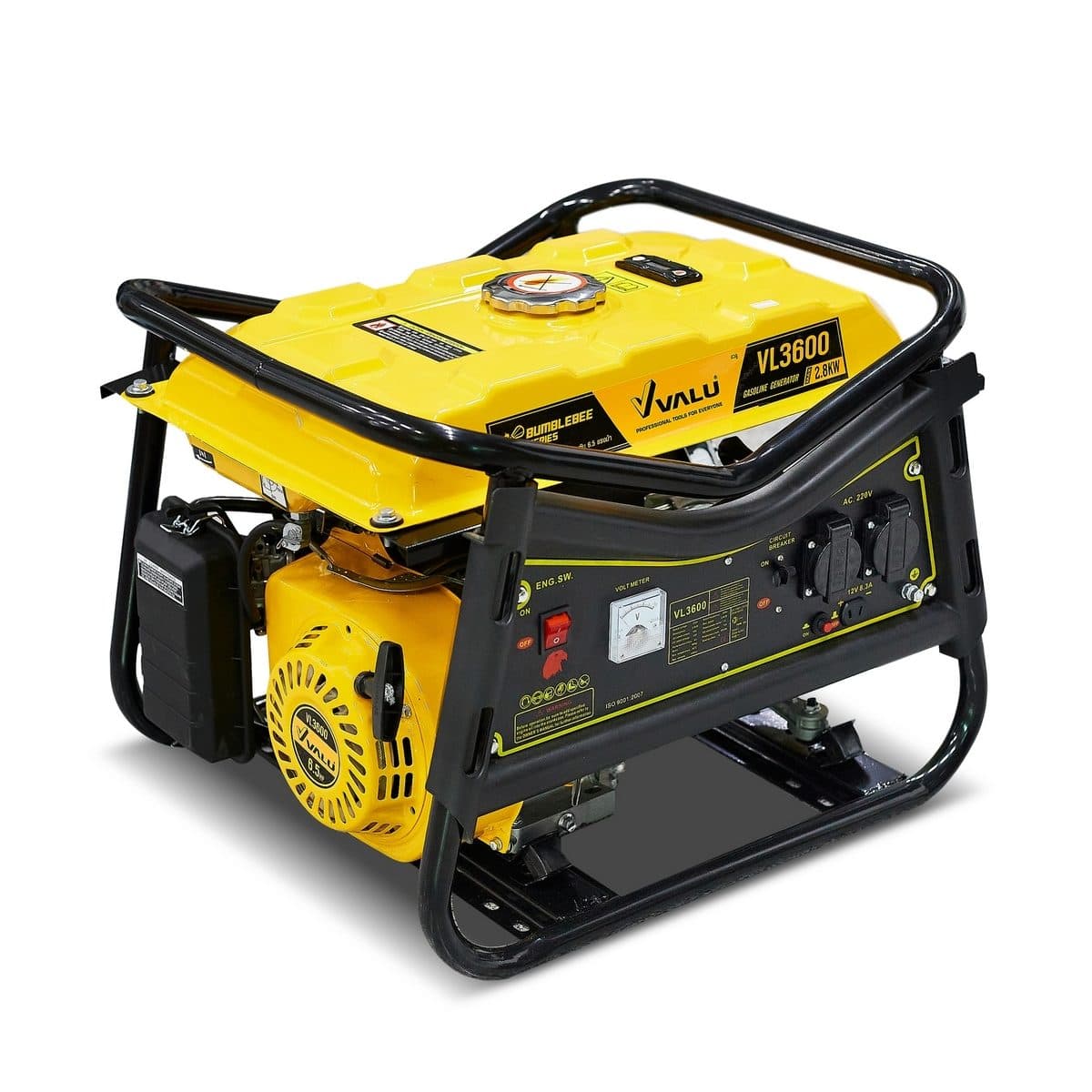 VALU เครื่องปั่นไฟเบนซิน 2.8 กิโลวัตต์ รุ่น VL3600 กำลังเครื่องยนต์ 6.5 แรงม้า สูบเดี่ยว 4 จังหวะ ถังน้ำมัน 15 ลิตร สตาร์ทมือ (แวลู)