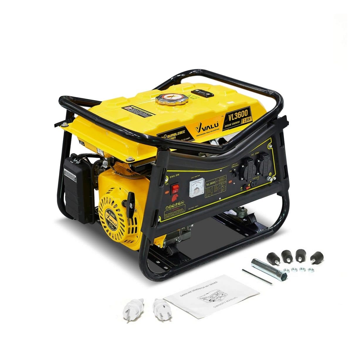 VALU เครื่องปั่นไฟเบนซิน 2.8 กิโลวัตต์ รุ่น VL3600 กำลังเครื่องยนต์ 6.5 แรงม้า สูบเดี่ยว 4 จังหวะ ถังน้ำมัน 15 ลิตร สตาร์ทมือ (แวลู)