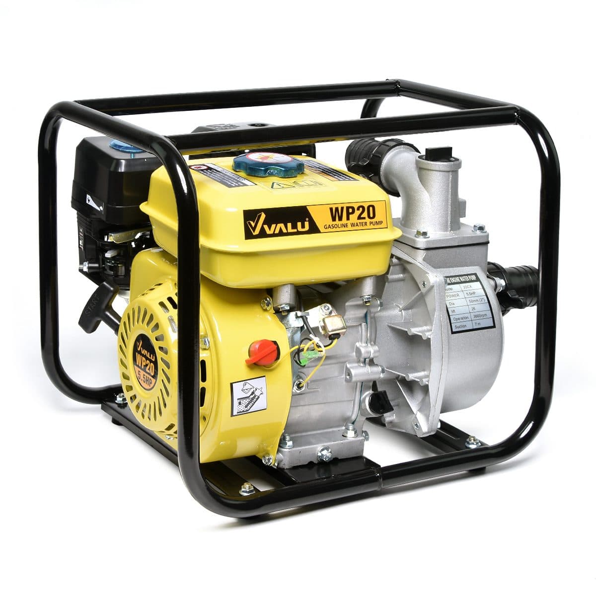 VALU ปั๊มน้ำเครื่องยนต์เบนซิน 4.1 กิโลวัตต์ รุ่น WP-20 กำลังเครื่องยนต์ 5.5 แรงม้า ความจุกระบอกสูบ 163 ซีซี ขนาดท่อ 2 นิ้ว (แวลู)