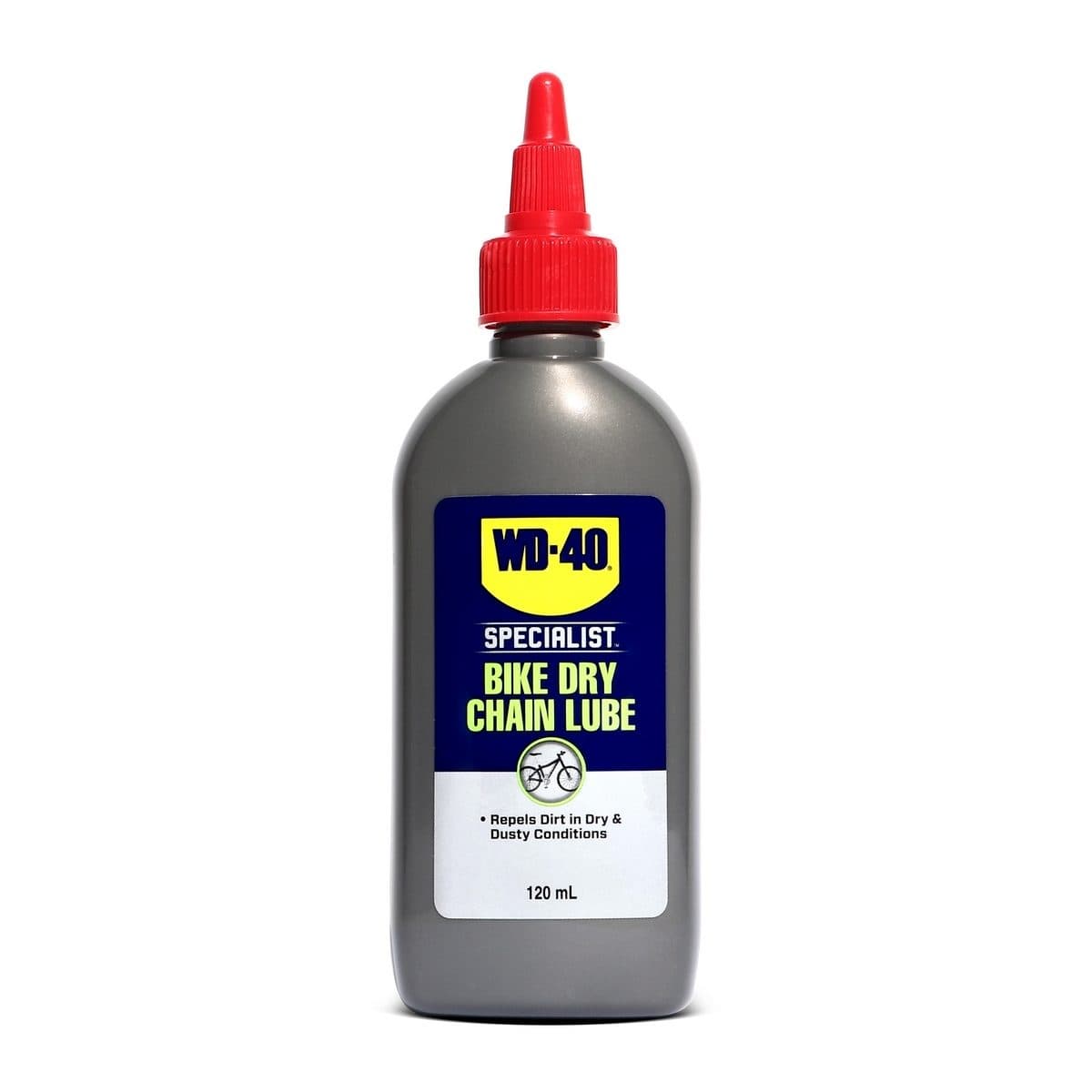 WD-40 BIKE น้ำมันหล่อลื่นโซ่ ชนิดแห้ง (Dry Chain Lubricant) ขนาด 120 มิลลิลิตร สำหรับหล่อลื่นโซ่กับสภาพเส้นทางปั่นที่แห้ง ไม่มีฝน ไม่มีโคลน 