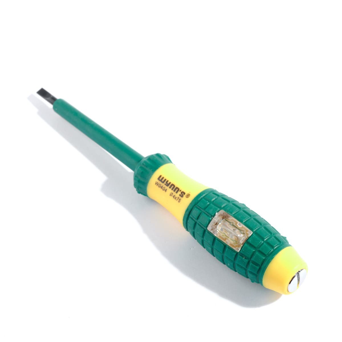 W0404 ไขควงเช็คไฟด้ามหุ้มยาง ปากแบน 3"