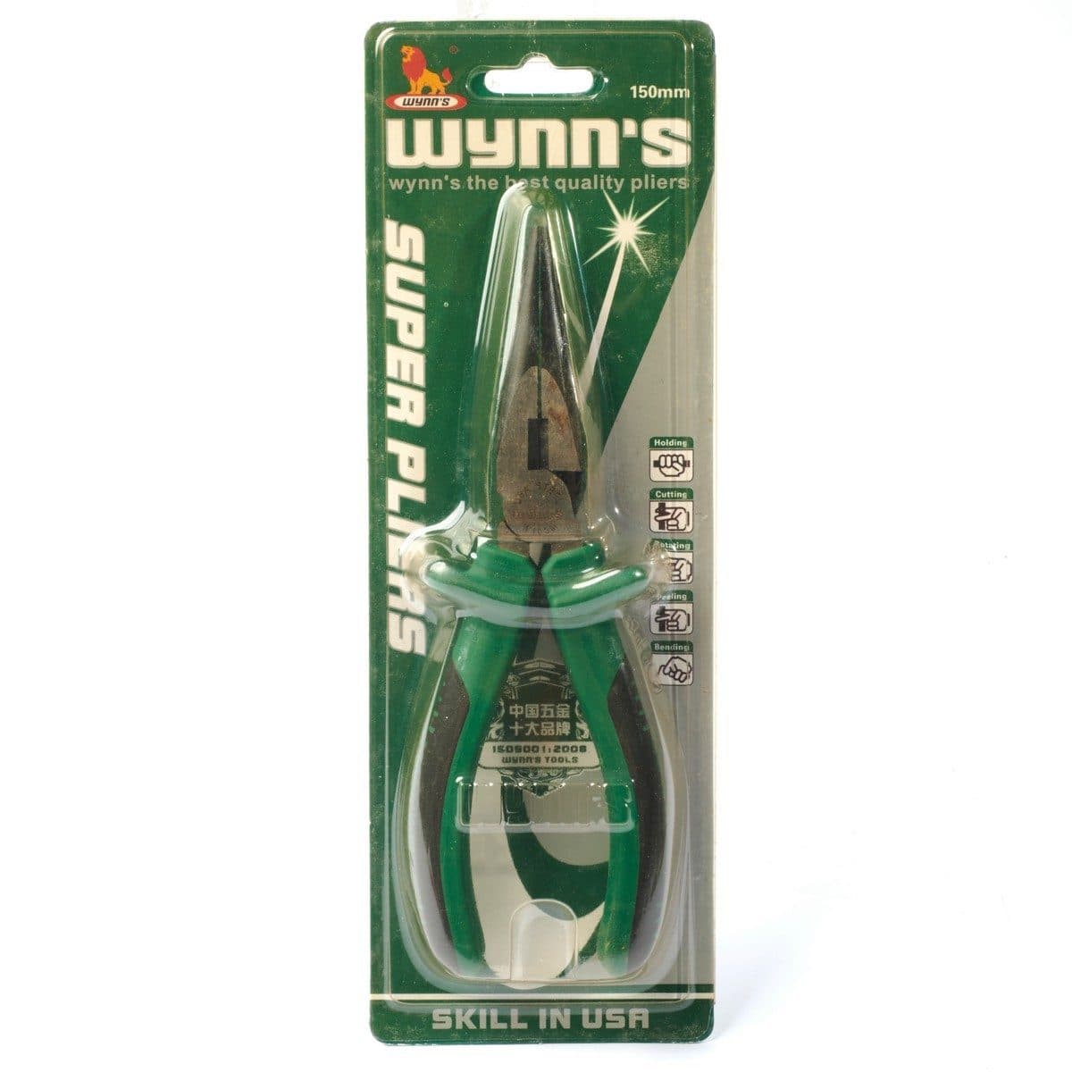 W106M คีมปากแหลมประหยัดแรง 6"ด้ามเขียวดำ