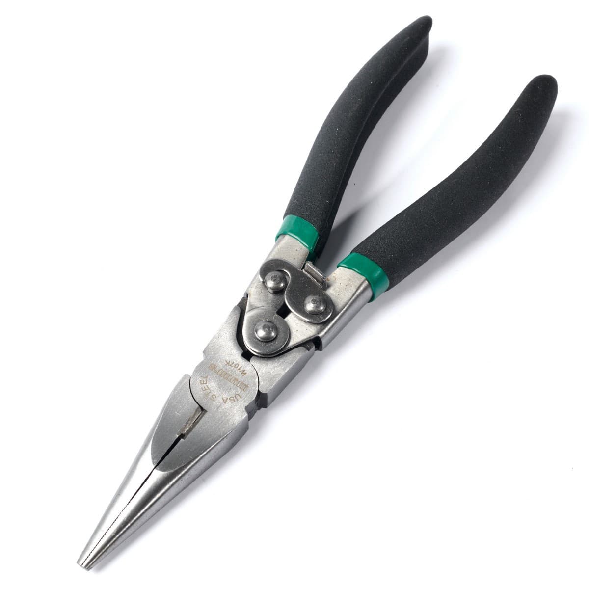 W107K คีมปากแหลม 7" มีสปริง ด้ามดำ