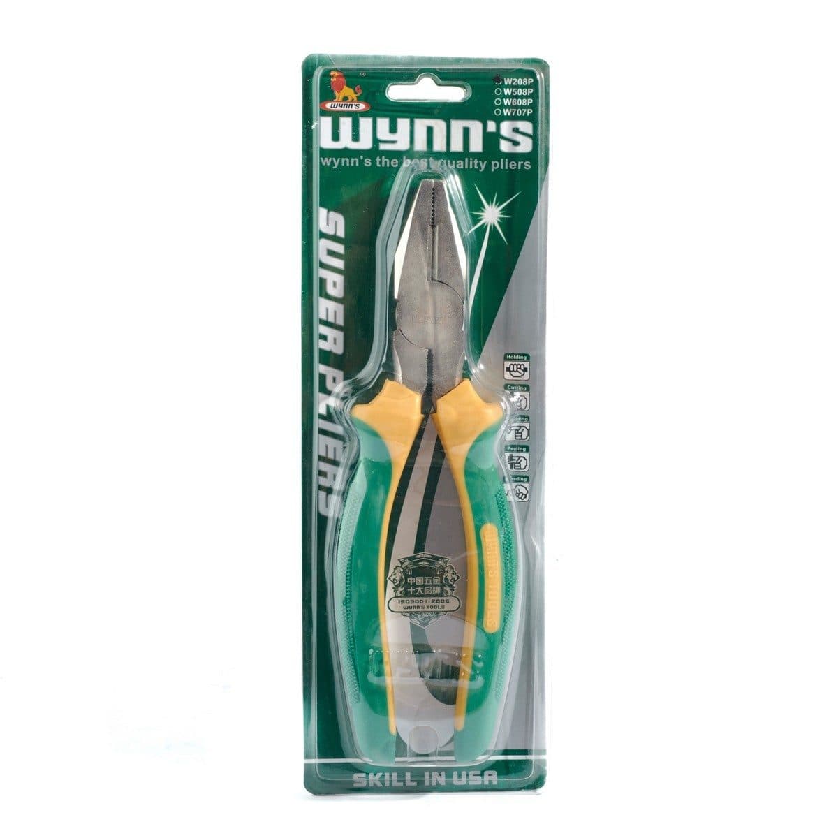 W208P คีมปากจิ้งจก 8" ด้ามบ่าเหลือง