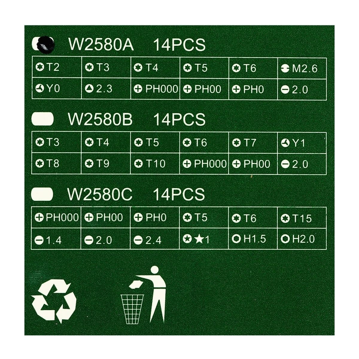 W2580A ไขควงซ่อมนาฟิกา 14 ชิ้น