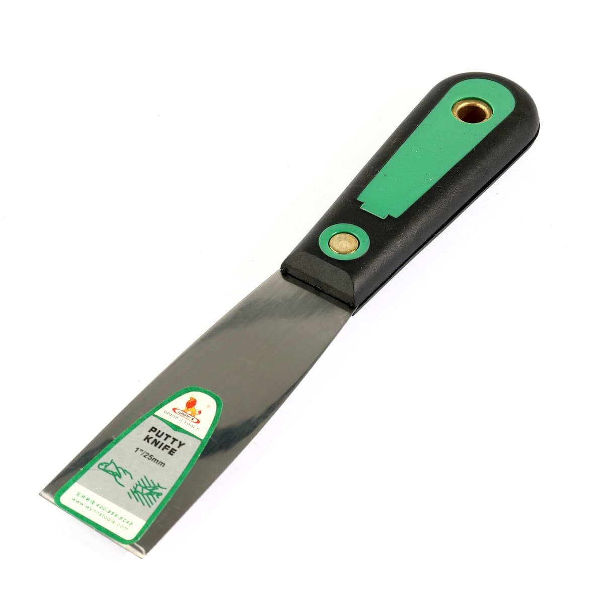 W3002A เกียงโป้วสี สเเตนเลส ด้ามดำ 1"